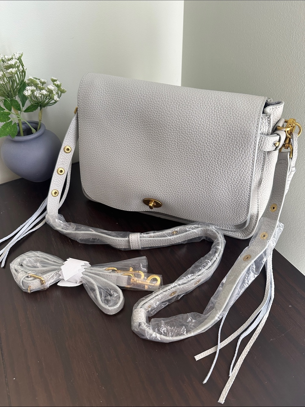 NEW By Anthropologie Porter Leather Bag in Light Grey - Picture 8 of 8